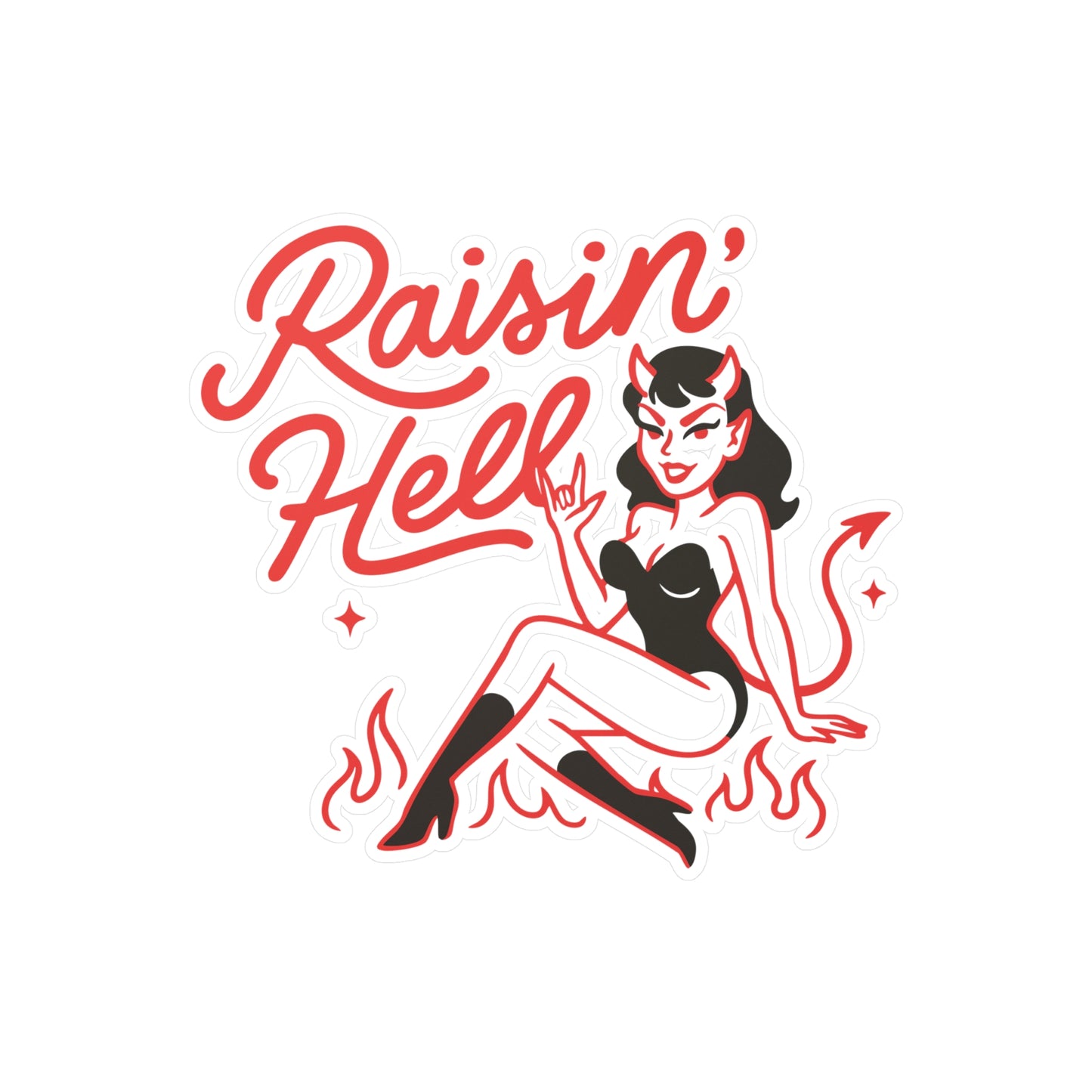 Raisin' Hell Devil Pinup Sticker