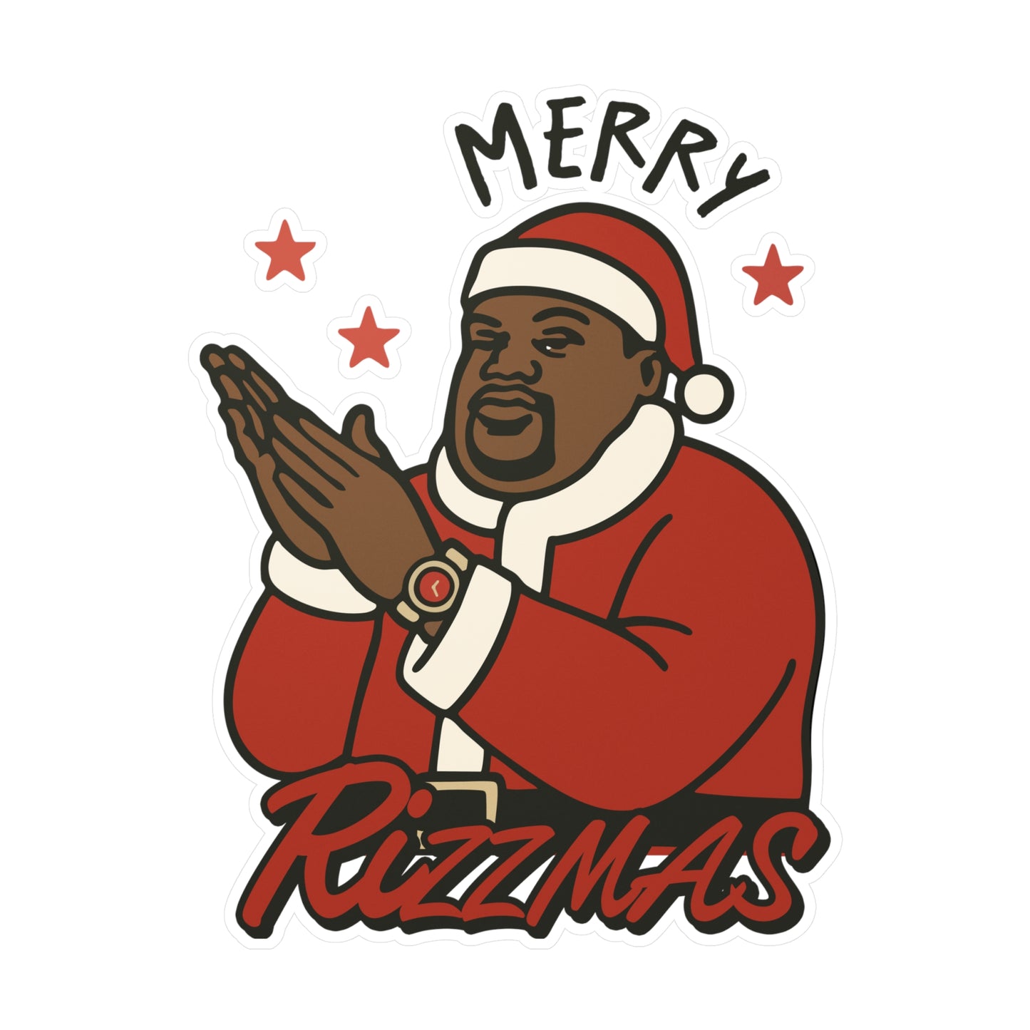 Merry Rizzmas Kiss-Cut Vinyl Sticker — Festive Santa Clap Decal