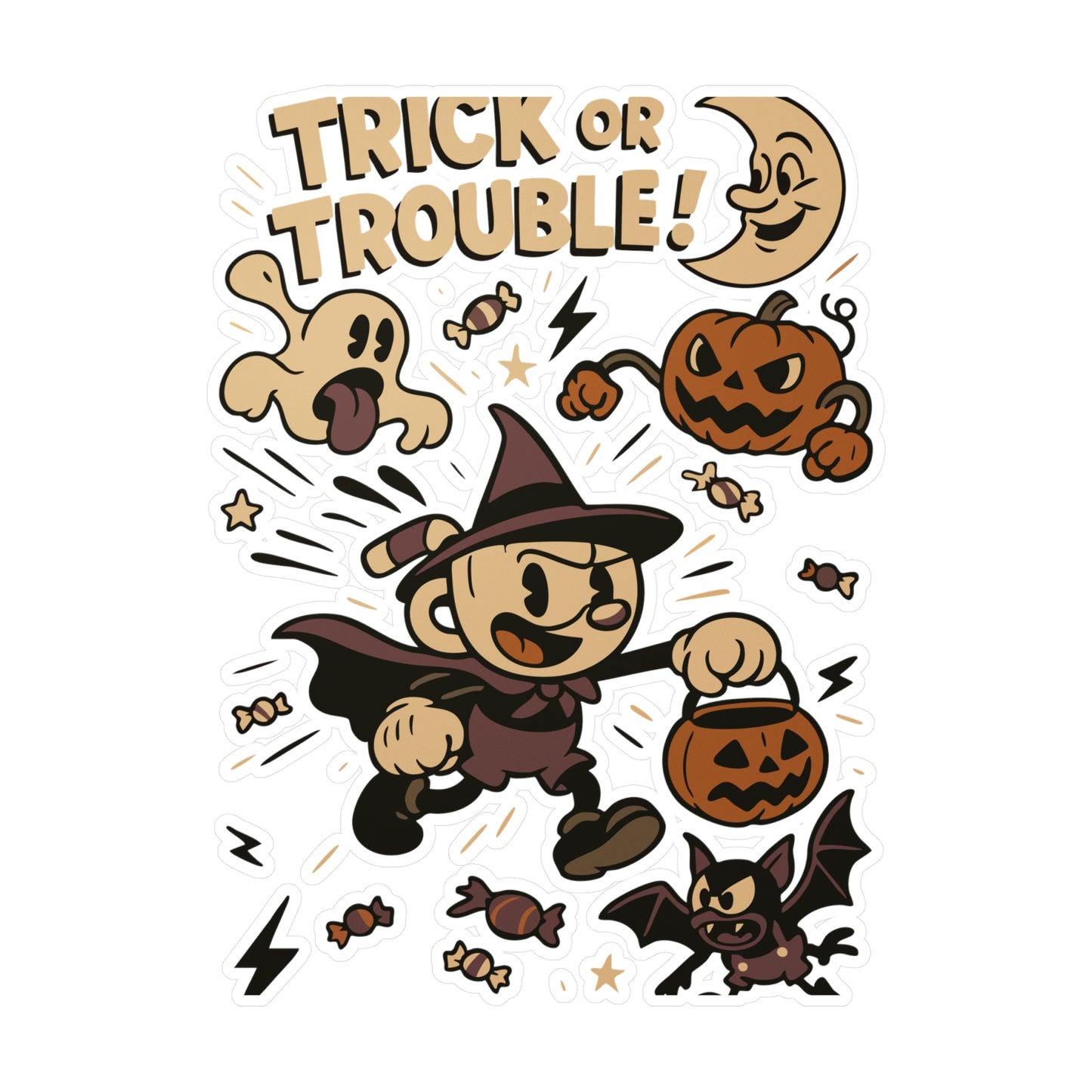Halloween Trick or Trouble Sticker