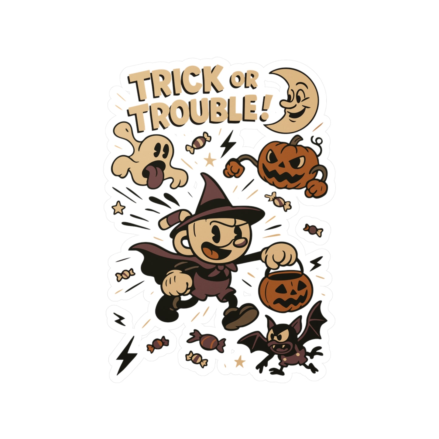 Halloween Trick or Trouble Sticker