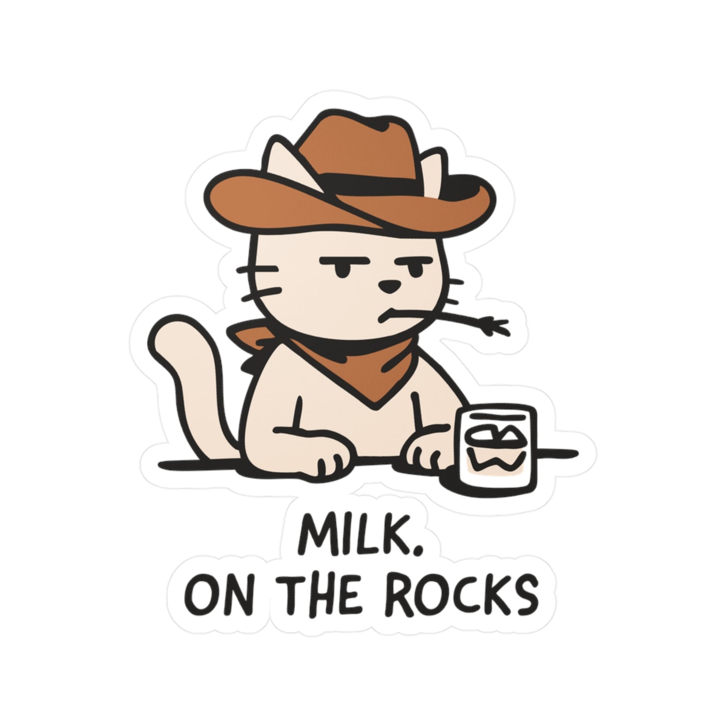 Milk on the Rocks Cowboy Cat Sticker