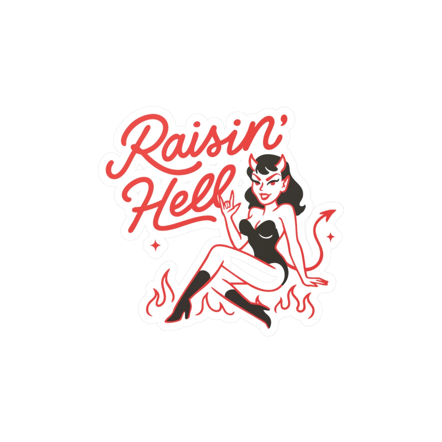 Raisin' Hell Devil Pinup Sticker