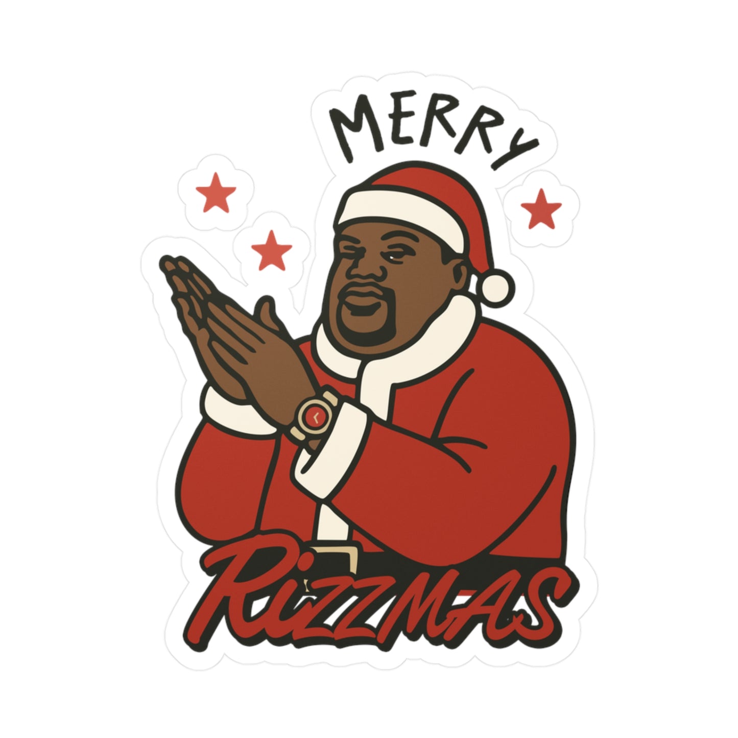 Merry Rizzmas Kiss-Cut Vinyl Sticker — Festive Santa Clap Decal