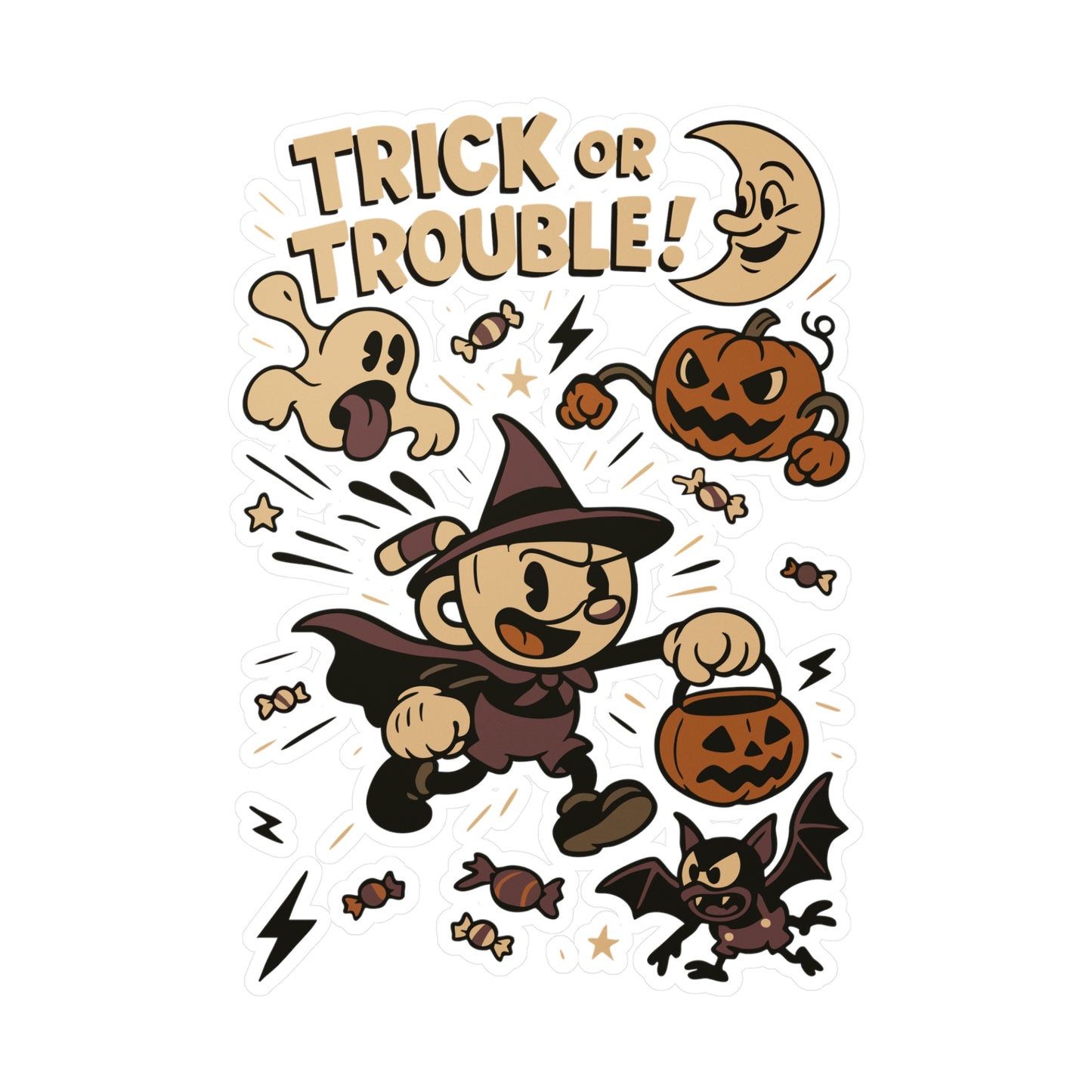 Halloween Trick or Trouble Sticker