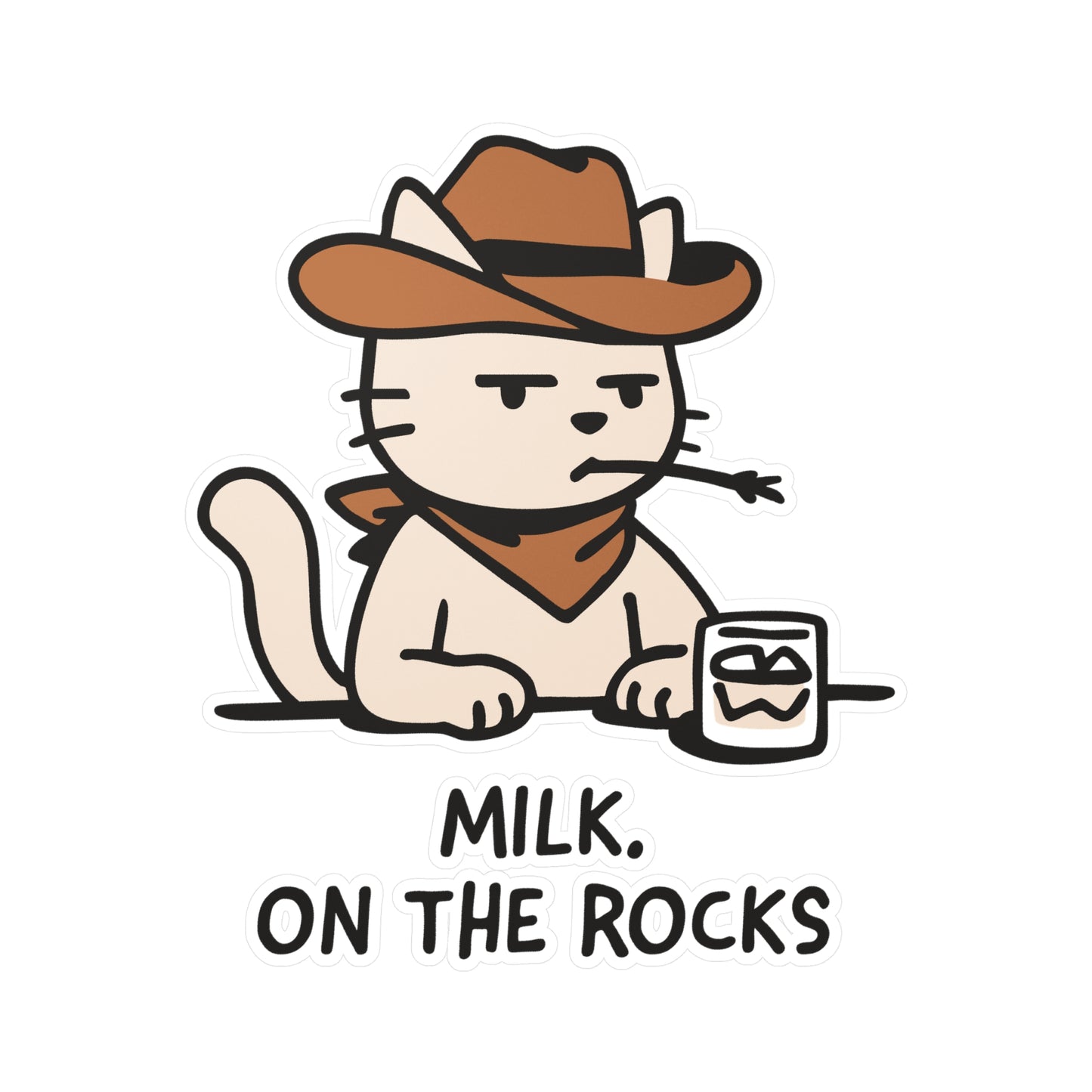 Milk on the Rocks Cowboy Cat Sticker