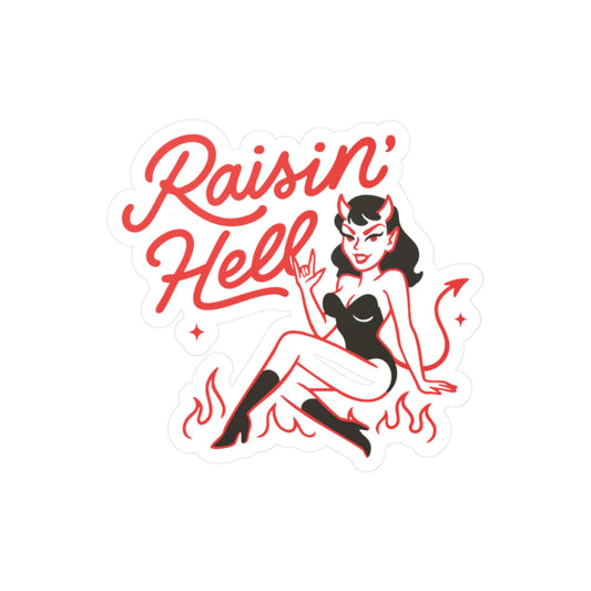 Raisin' Hell Devil Pinup Sticker