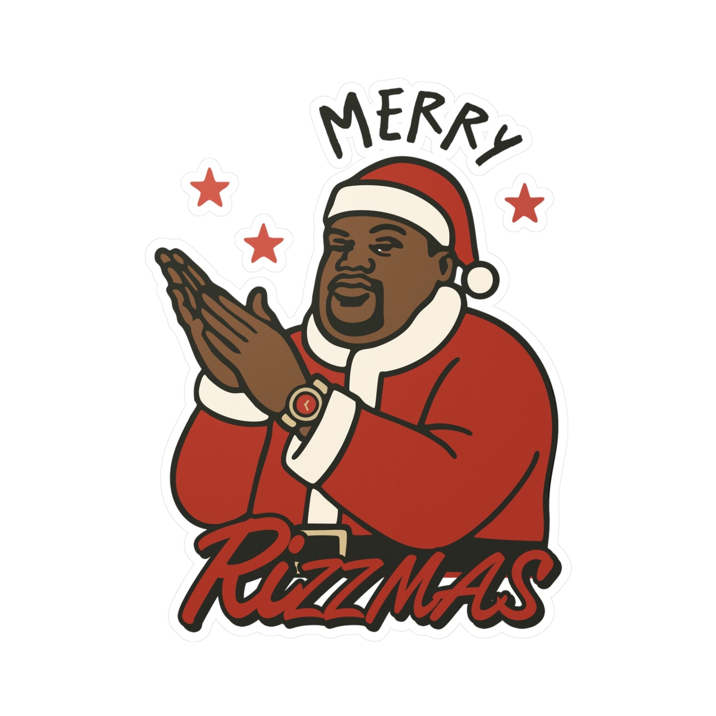 Merry Rizzmas Kiss-Cut Vinyl Sticker — Festive Santa Clap Decal