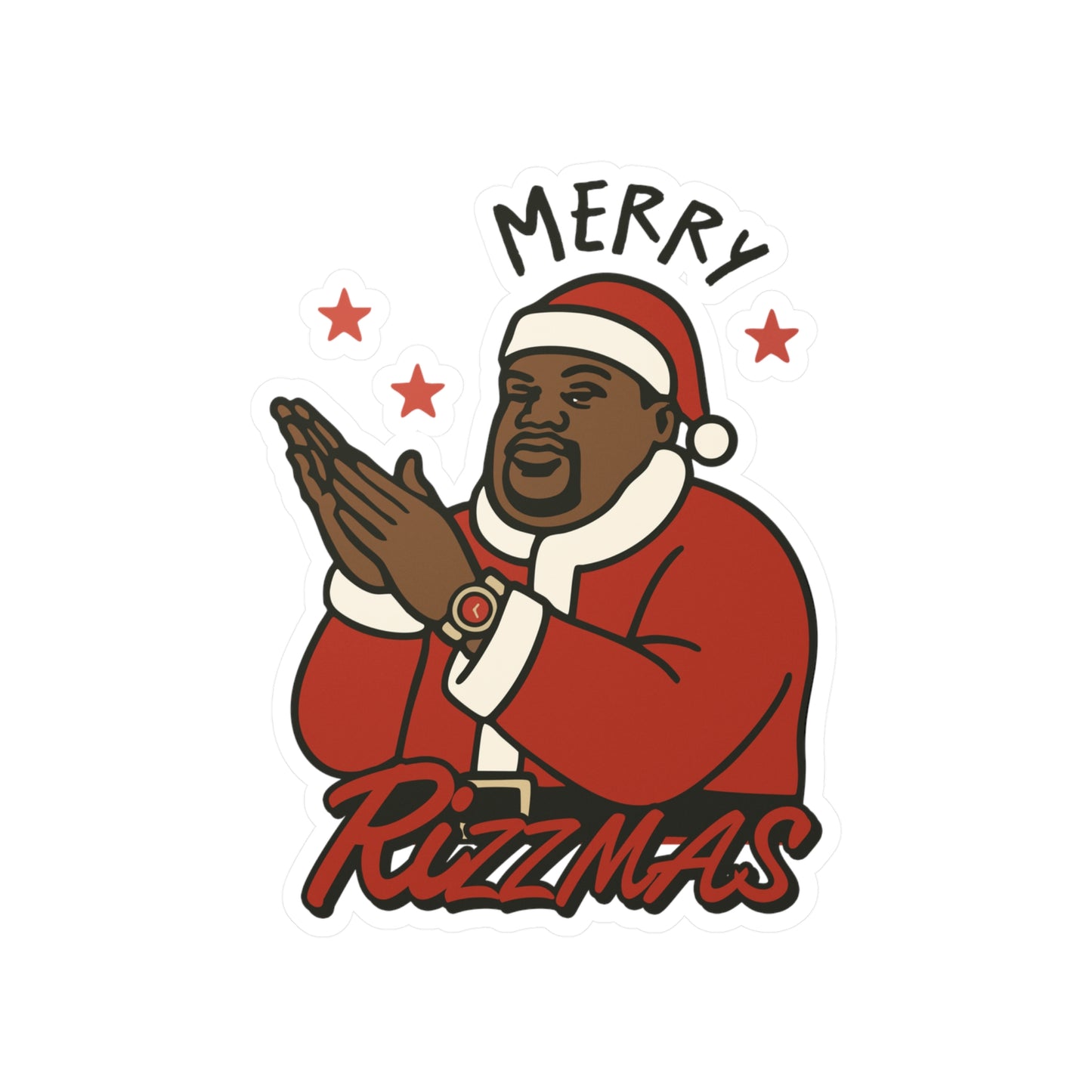 Merry Rizzmas Kiss-Cut Vinyl Sticker — Festive Santa Clap Decal