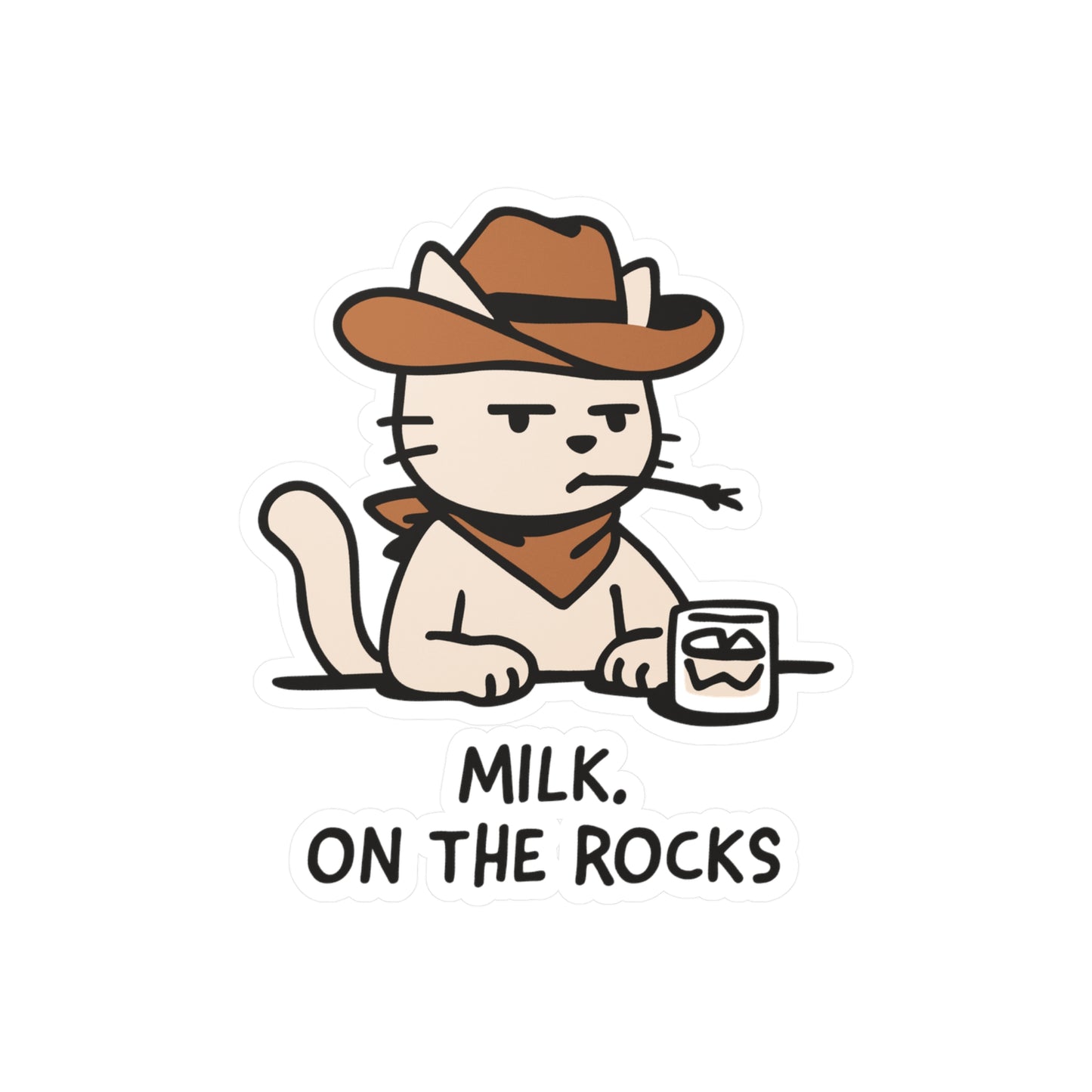Milk on the Rocks Cowboy Cat Sticker